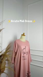 Midi Dress Terbaru 2023 Arista Bahan Combed Apk Sablon Tunik Simple Wanita Kekinian