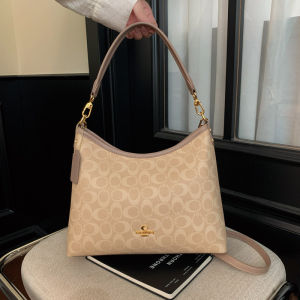 Women Vintage Monogram Hobo Shoulder Bag Retro Printed Underarm Purse Detachable Strap Crossbody Bag with Tag Pendant for Dail