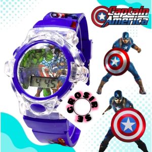 JAM TANGAN ANAK LAMPU MUSIK MELODY KARAKTER AVENGERS