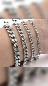 New Trendy Cuban Chain Men Bracelet Classic Stainless Steel 3/5/7/9mm Width Chain Bracelet For Men Women Jewelry Gift