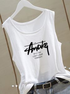 Loose Fit Pure Cotton Sleeveless round Neck Vest White Outerwear Tank Top Women Summer Inner Wear Casual Comfortable Vest