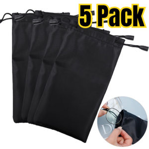 5Pack Soft Microfiber Drawstring Glasses Case Cleaning & Storage Pouch