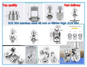 BABEDUO【304 Stainless】 1PC 48mm 2inch H/U/V Type Groove Universal Wheel 360° Swivel Rotational Sliding Gate Roller Wheel ground rail rollers wheel universal pulley for Sliding Swing Folding/Bi-Folding Gate door Accessories