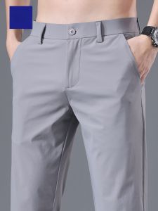 ROMON | Lormen Mens Casual Pants Summer Thin Ice Silk Quick Dry Business West Pants Slim Straight Elastic Sports Long Pants