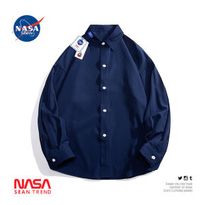 Wassup Panda Mens Casual Loose Long Sleeve Shirt Pure Color Vintage Japanese Style Spring Autumn Trendy Brand Loose Fit Shirt