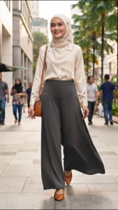 Stella Modal wide-leg pants casual Muslimah female high waist home pants sleeping bottoms pants