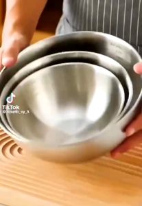 Combo 3 Thau Trộn Inox 304 Dày Dặn ~Set 3 Tô Inox To Trộn Slad Ướp Thịt Trộn Bột Làm Bánh