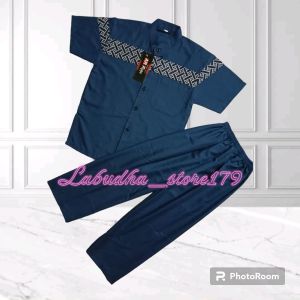 Setelan anak laki-laki lengan pendek usia 3th-10th motif kobata Keenan