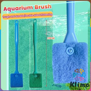 KLIMO Double-Sided Aquarium Fish Tank Algae Cleaning Brush with Non-Slip Long Handle