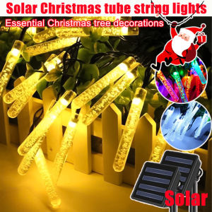 Solar Christmas Lights Outdoor Waterproof String Lights 20/30 LED Solar Garden Lights Meteor Shower Rain Light Halloween Fairy Lights Landscape Lights Wedding Party Festival Solar Christmas Tree Decoration Lawn Garden Walkway Ambience Lights