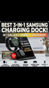 [SG Stock] 3-in-1 Fast Wireless Charger Stand | 15W Smart Charging for Samsung Galaxy Watch 4/3/Active Phone & Buds | Dual Coil Design | Type-C Fast Charge Hub