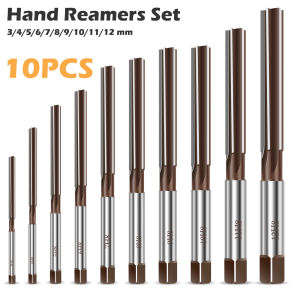 10Pcs Hand Reamer Set 9Sicr Alloy Steel Straight Shank Wood Hole Reamer Tool H8 Precise Hand Milling Expansion Reamers 3-12mm
