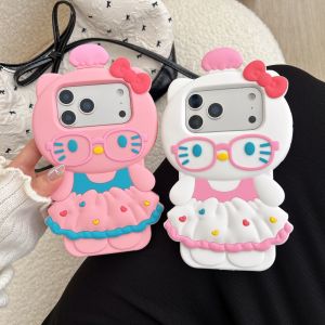 Sanrio | Kawaii 3D Cartoon Hello Kitty Soft Silicone Phone Case For iPhone 17 16 15 14 13 Pro Max 16 Plus 17 Pro 16 Pro Shockproof Cover