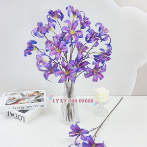 Hoa Ly Lửa 3 Bông Bó Hoa Cắm Giỏ Trang Trí Tiệc. Hoa Lụa Decor