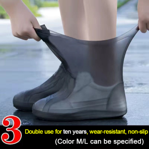 1 Pair Silicone Rubber WaterProof Shoe Covers Lip-resistant Rubber Shoes Accessories for Outdoor Rainy Day