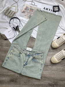Light Blue High Waist Stretchy Slimming Bootcut Jeans Womens Spring Autumn New Style Elastic Micro Flared Cotton Denim Pants