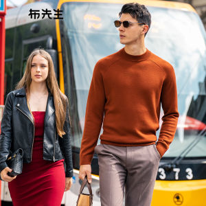 MrBu Fashionable Thickened Woolen Sweater Mens Half High Collar Warm Winter Knittedwear Pure Color Straight Fit Commute