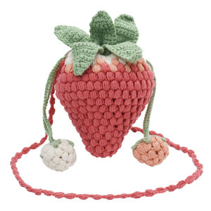 Quest phụ nữ Kawaii Tote Túi xách đa năng túi đeo chéo dâu tây giản dị Túi xách tự làm phim hoạt hình Crochet túi dạng hộp