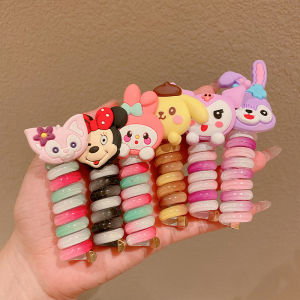 Tali Rambut Kartun Sanrio / Pita Rambut Lucu Anak-Anak / Ikat Kepala Kabel Telepon Bergulir / Karet Gelang Kuncir Kuda Tinggi / Tali Telepon Bergulir Lucu Pita Rambut Sanrio 🌷Waroomy