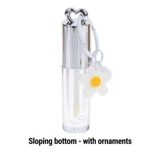 (N) 1Pcs Silver Heart-shaped 2.5ML Empty Lip Balm Tubes Transparent Lip Gloss Tube Container With Cap Cosmetic Sample Container