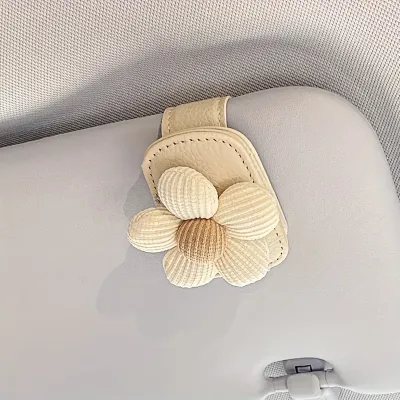 Magnetic Flower Design Glasses Holder Car Sun Visor Clip Multi-Functional Bill Clip Exquisite Compact WomenS Car Accessories
