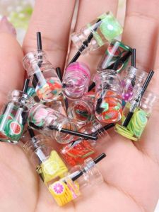 Mini Fruit Cup Cute Juice Drink Milk Tea Dollhouse Decorations Fruit Cup Imaginary Play Simulation Toy Model Fresh out New Fashion Accessories