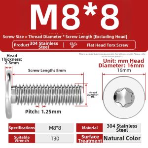 TIANZHUOJINSHU | Flat Head Phillips Screw 304 Stainless Steel