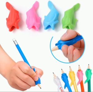 10pcs/ 1 set Silicon Dolphin Pen Pencil Holder for Kids Writing