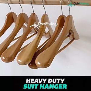 Wide Shoulder Wooden Hanger Suit Hangers with Non Slip Pants Bar Smooth Finish 360° Swivel Hook Solid Wood Coat Hanger