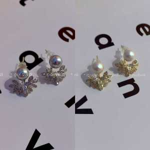 Ouswa Original Half Lotus Flower Ear Studs Only Half Opened Flower Micro Paved Zircon Simple Elegant Fashion Jewelry for Women