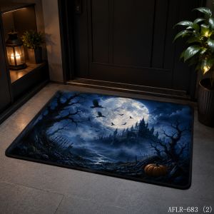 VIKAMA Halloween Thảm Chùi Chân Mềm Mại Chống Trượt Ma Quái Trong Nhà Ngoài Trời Thảm Trang Trí Sàn Lễ Hội Đáng Sợ Trang Trí Nhà Cửa Phong Cách Hiện Đại Polyester