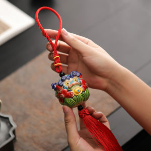 Creative Ceramic Lion Dance Car Sun Moon Decoration Office Home Decor Gift Animal Themed Desktop Ornament