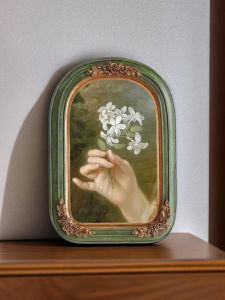 French Carved Photo Frame Wall Hanging Oval Shape Bedroom Living Room Decorative Artwork Resin Material Luxury Style Picture Frame