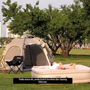 Kasur Pompa Otomatis Waterproof Inflatable Tiup Double Air Bed Kasur Camping Matras Perjalanan