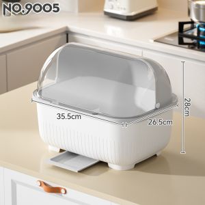 Large Size Kitchen Bowl Plate Storage Box Draining Bowl Rack Dishware Storage Box Kitchen Storage Shelf Plastic No Drilling