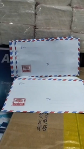 Bao Thư Thiên Long BT-01 (Xấp 25 Cái) Màu trắng Viền đỏ xanh Dán keo Dành cho thư từ Phù hợp gửi thư qua đường hàng không