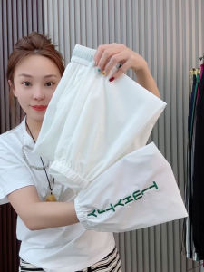 Ice Silk Quick Dry Nine Points Casual Pants Womens Cuffed Versatile Sports Pants Embroidered Fashion Slimming Harlan Pants