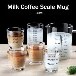 1/2pc 30ml Glass Measuring Cup Thickened Coffee Cups With Scale Heavy Duty Glass Cups Kitchen Bar Espresso Baking Milk Mug