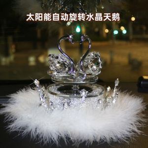 Solar Powered Crystal Swan Car Air ener Female Model Vehicle Decoration Hanging Ornament Automatic Rotation Aromatherapy