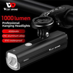 WEST BIKING 1000 Lumens Hanging Bike Light Aluminum Shell Waterproof Flashlight Type-C Rechargeable 4500 mAh Long Battery Life MTB Front Light