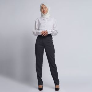 Celana wanita casual modern terbaru resleting polyester premium stretch import syakira abu tua