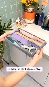 (GARANSI ORIGINAL) EVDRTVERH Paket Pisau Dapur 6in1 Gunting Peeler Stainless Steel 0.8mm Mix Color