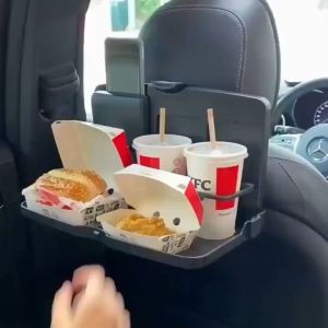 MOTEX Car Back Seat Folding Table Drink Food Cup Tray Holder Stand Desk automatic rear seat folding table Multi-purpose Travel Dining Tray Space Saving General car interior accessories