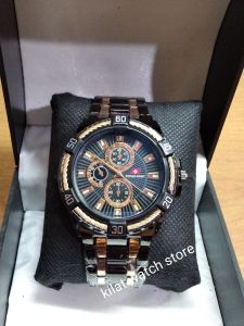 Jam Tangan Pria Strap Rantai Stainless Hitam Rose gold