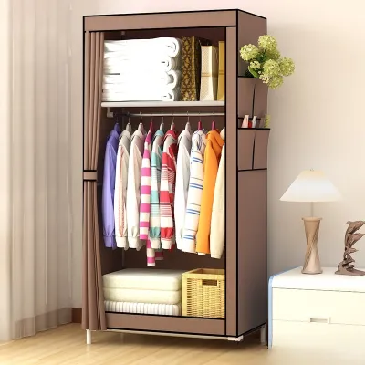 Kedi Simple Dustproof Mini Wardrobe Combination Steel Frame Reinforced Hanging Clothes Rack Student Single Person Closet