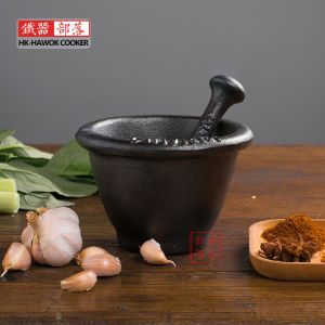 Cast Iron Garlic Press Old-Fashioned Garlic Mortar Household Gallipot Pepper Mortar Garlic Triturator Grinder Medicine Grinder