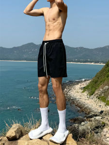 Quần Short Thể Thao Nylon Đen Nhanh Khô Cho Nam Mùa Hè Mỏng Bằng Lụa Băng Quần Chạy Bộ Thể Dục Phong Cách Mỹ