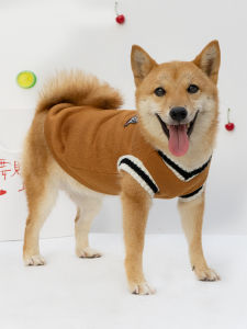 Warm College Style Sweatshirt Dog Sweater for Autumn Winter Cotton Linen Fabric Dog Clothes for Shiba Inu Corgi Bichon Teddy