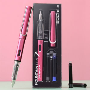 Fountain Pen Pena Tinta 0.38Mm Bahan Plastik Kualitas Tinggi Refill Tinta Hitam & Biru Ink Pen Berlatih Kaligrafi