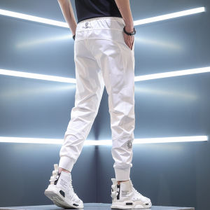 Quần Thể Thao Nam Màu Trắng Mỏng Bằng Lụa Băng Nhanh Khô Mùa Hè Quần Dài Đến Mắt Cá Chân Phong Cách Mới Quần Dài Thường Ngày